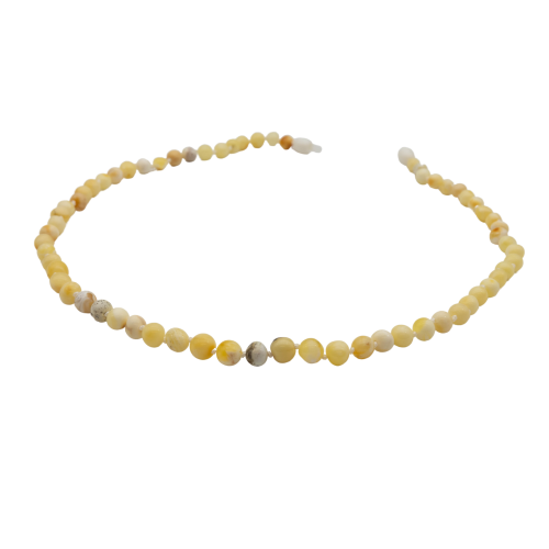 White amber necklace for kids with clasp