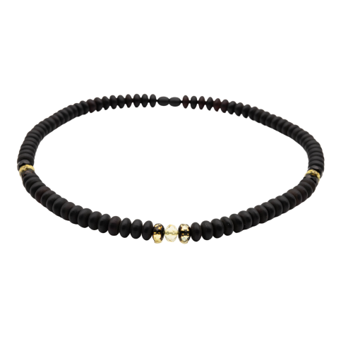 Black amber necklace with decorations for men