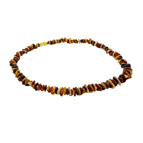 Multi-colored polished amber necklace for women