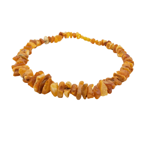 Matte unpolished honey colored amber necklace for women