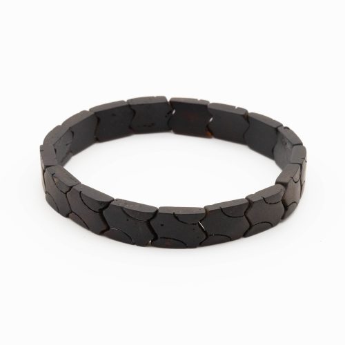 Carefully engraved matte black amber bracelet for men