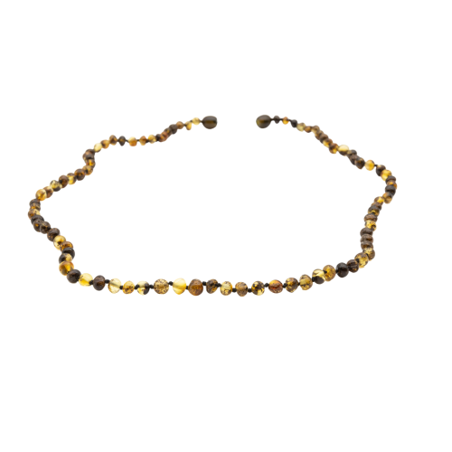 Polished green amber necklace for kids