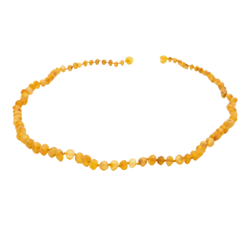 Matte honey colored amber necklace for kids