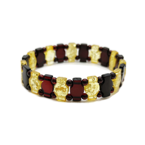 Polished mixed color amber bracelet for women
