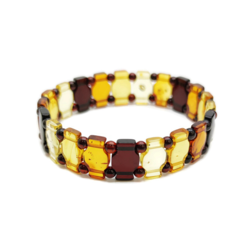 Polished multi-colored amber bracelet for women