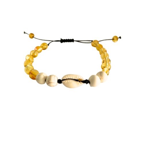 Polished yellow amber shell bracelet for women