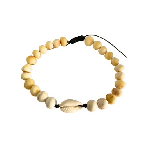 White matte amber shell bracelet for women