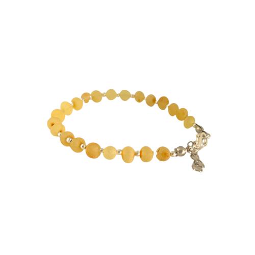 White matte amber bracelet with knots for women